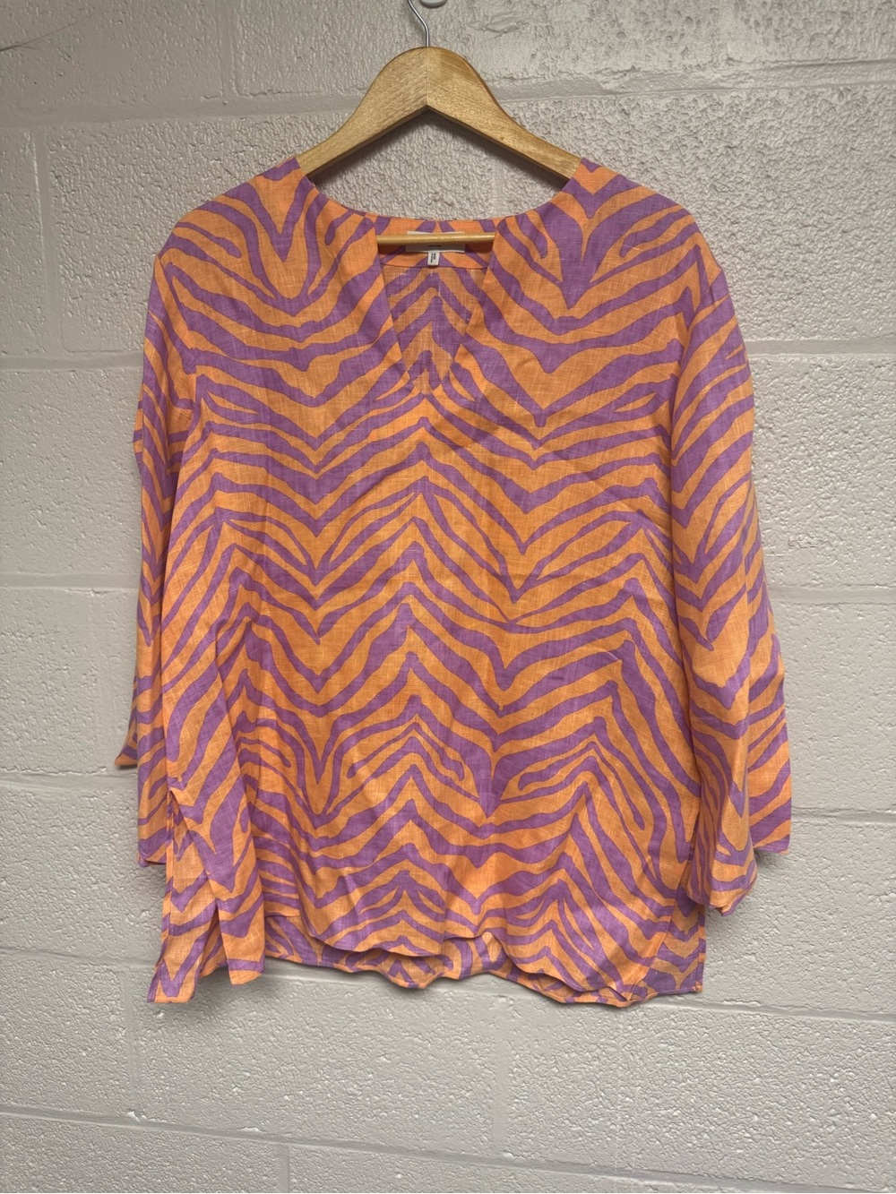 Lafayette 148 New York Orange & Purple Zebra-Print Tunic